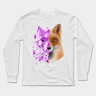 purple shattered fox Long Sleeve T-Shirt